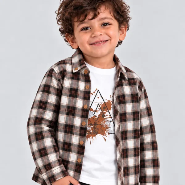 Brown Plaid Flannel Set – Sizes 2–5 (4102)