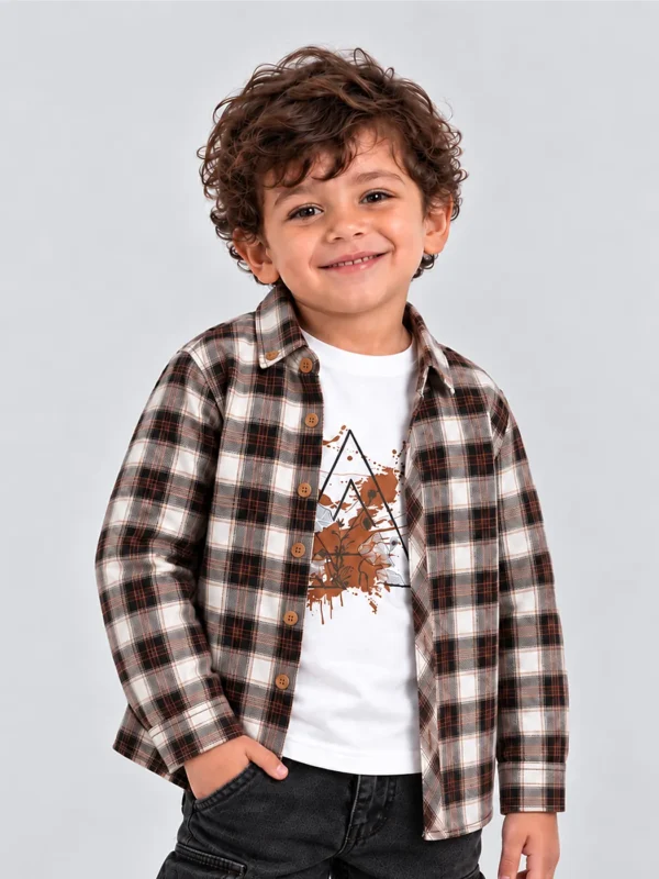 gedo-magdy-4102 Brown Plaid Flannel Set – Sizes 2–5 (4102)
