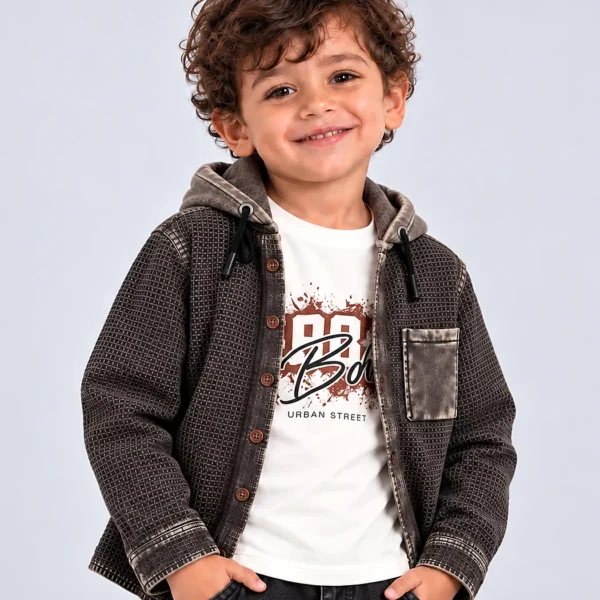 Charcoal Waffle Hooded Set "Urban Street" – Sizes 2–5 (4510)