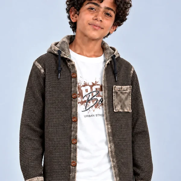 Charcoal Waffle Hooded Set "Urban Street" – Sizes 6–16 (8510)