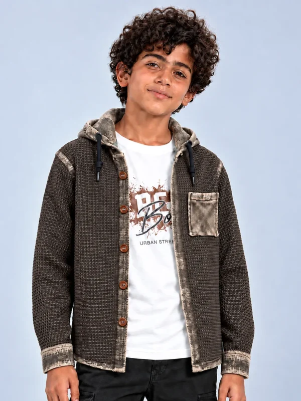 gedo-magdy-8510 Charcoal Waffle Hooded Set "Urban Street" – Sizes 6–16 (8510)
